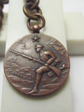 WATCH THE FILM! VERY RARE! 1932 JAPANESE ARMY MANEUVERS BADGE ON POCKET WATCH CHAIN