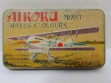 RARE WW2 JAPANESE KIDS WATERCOLORS TIN BOX AIRPLANE WWII