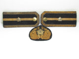 WW2 IMPERIAL JAPANESE POLICE SHOULDER BOARDS & CAP BADGE SET WWII JAPAN