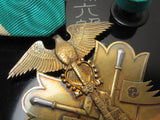 SILVER CASE INSCRIPTION! WW2 JAPANESE MEDAL GOLDEN KITE 6TH CLASS WWII JAPAN SILVER ORDER GOLD