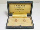 EXTREMELY RARE! 1935 WW2 JAPANESE MANCHURIAN EMPEROR VISIT CUFF LINK SET OSAKA, JAPAN