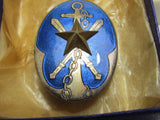 BLUE ENAMEL! WW2 JAPANESE IMPERIAL MILITARY VETERAN BADGE JAPAN ARMY NAVY WWII