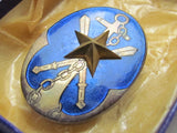 BLUE ENAMEL! WW2 JAPANESE IMPERIAL MILITARY VETERAN BADGE JAPAN ARMY NAVY WWII