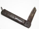LARGE SIZE RARE ~ WW2 JAPANESE PILOT POCKET KNIFE "ARAWASHI" AIRPLANE MOTIF WWII KAMIKAZE FIERCE EAGLE