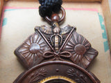WITH BOX & LANYARD! 1905 RUSSO-JAPANESE WAR MEDAL COMPASS BADGE GOLDEN KITE MEIJI ERA ANTIQUE