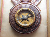 WITH BOX & LANYARD! 1905 RUSSO-JAPANESE WAR MEDAL COMPASS BADGE GOLDEN KITE MEIJI ERA ANTIQUE