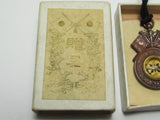 WITH BOX & LANYARD! 1905 RUSSO-JAPANESE WAR MEDAL COMPASS BADGE GOLDEN KITE MEIJI ERA ANTIQUE