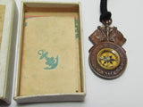 WITH BOX & LANYARD! 1905 RUSSO-JAPANESE WAR MEDAL COMPASS BADGE GOLDEN KITE MEIJI ERA ANTIQUE