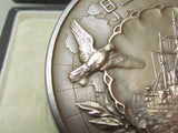 RARE ITEM!  JAPANESE TABLE MEDAL CROWN PRINCE HIROHITO VOYAGE JAPAN BATTLESHIP WW1 WW2 WWII