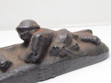 RARE! WW2 JAPANESE ARMY PAPERWEIGHT BUNCHIN WWII JAPAN WAR MEDAL IRON ART GUN KNIFE