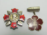 WW2 JAPANESE VETERAN LOT COMBAT WOUNDED & SOLDIER SUPPORT BADGE PROJECTILE MEDAL WAR WWII JAPAN