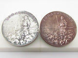 Set of two! MEIJI ANTIQUE 1912 JAPANESE TABLE MEDAL EXPO RAILROAD TOKYO