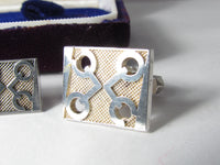 VINTAGE 925 SILVER TECH CUFF LINK & TIE CLIP SET ~ VERY COOL CIRCUIT BOARD CONNECTION DESIGN