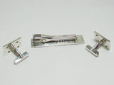 VINTAGE 925 SILVER TECH CUFF LINK & TIE CLIP SET ~ VERY COOL CIRCUIT BOARD CONNECTION DESIGN