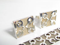 VINTAGE 925 SILVER TECH CUFF LINK & TIE CLIP SET ~ VERY COOL CIRCUIT BOARD CONNECTION DESIGN