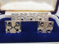 VINTAGE 925 SILVER TECH CUFF LINK & TIE CLIP SET ~ VERY COOL CIRCUIT BOARD CONNECTION DESIGN